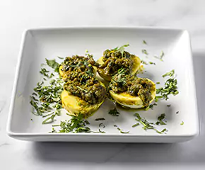 Green boiled fry egg