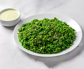 Green egg rice with fresh herbs