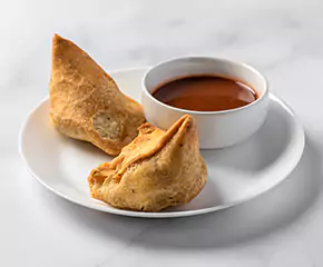 Golden fried samosa snack